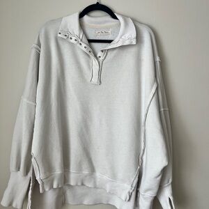 We The Free Off-White Snap Collar Pullover